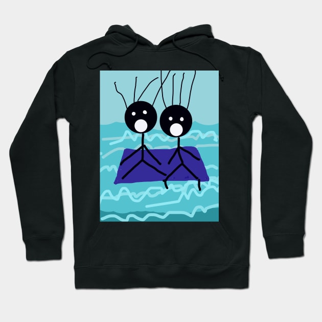 Kids and Raft Stick Figure Hoodie by Eigo Wild